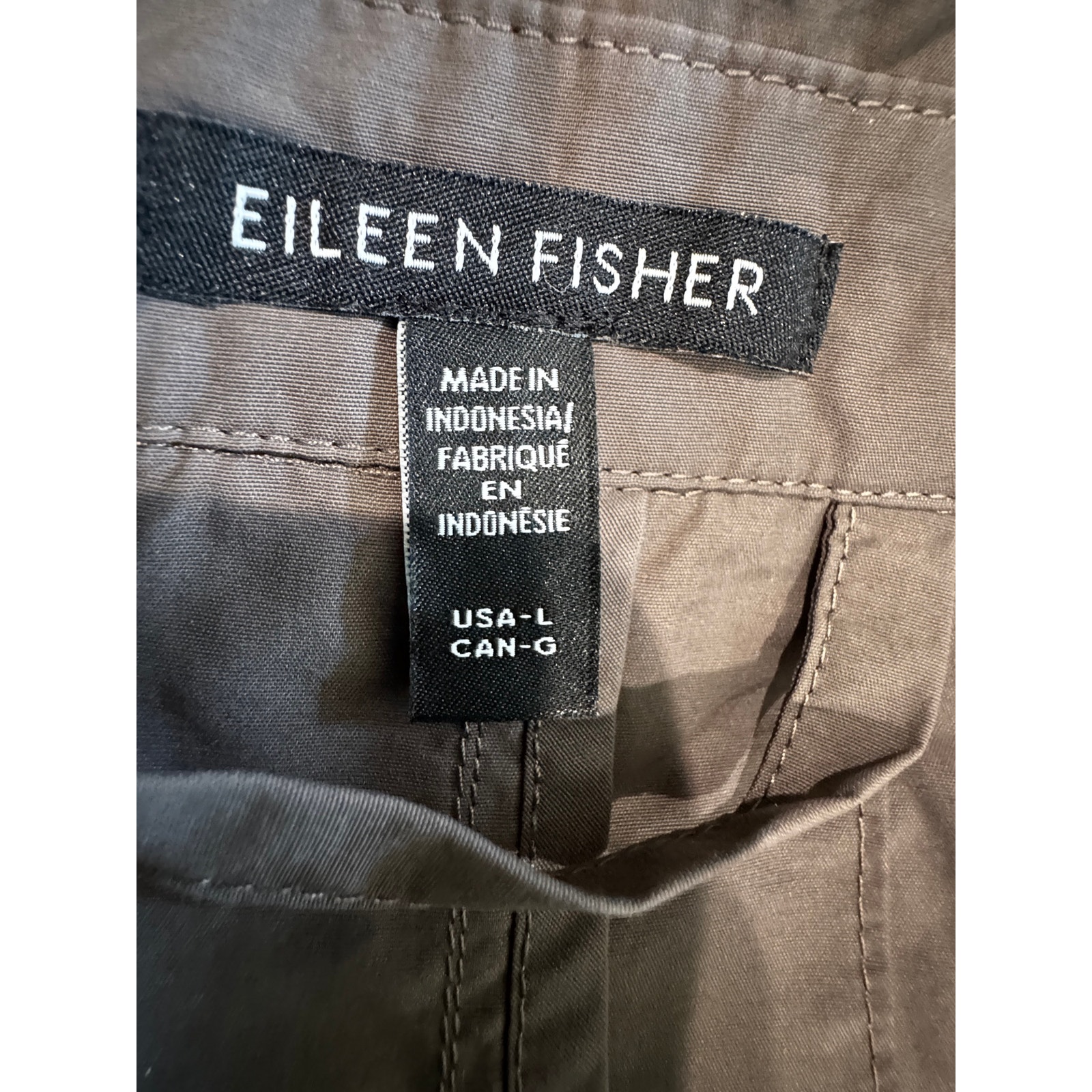 Eileen Fisher Womens L Rye Light Cotton Nylon Classic Collar Coat $298 — image 6 of 8